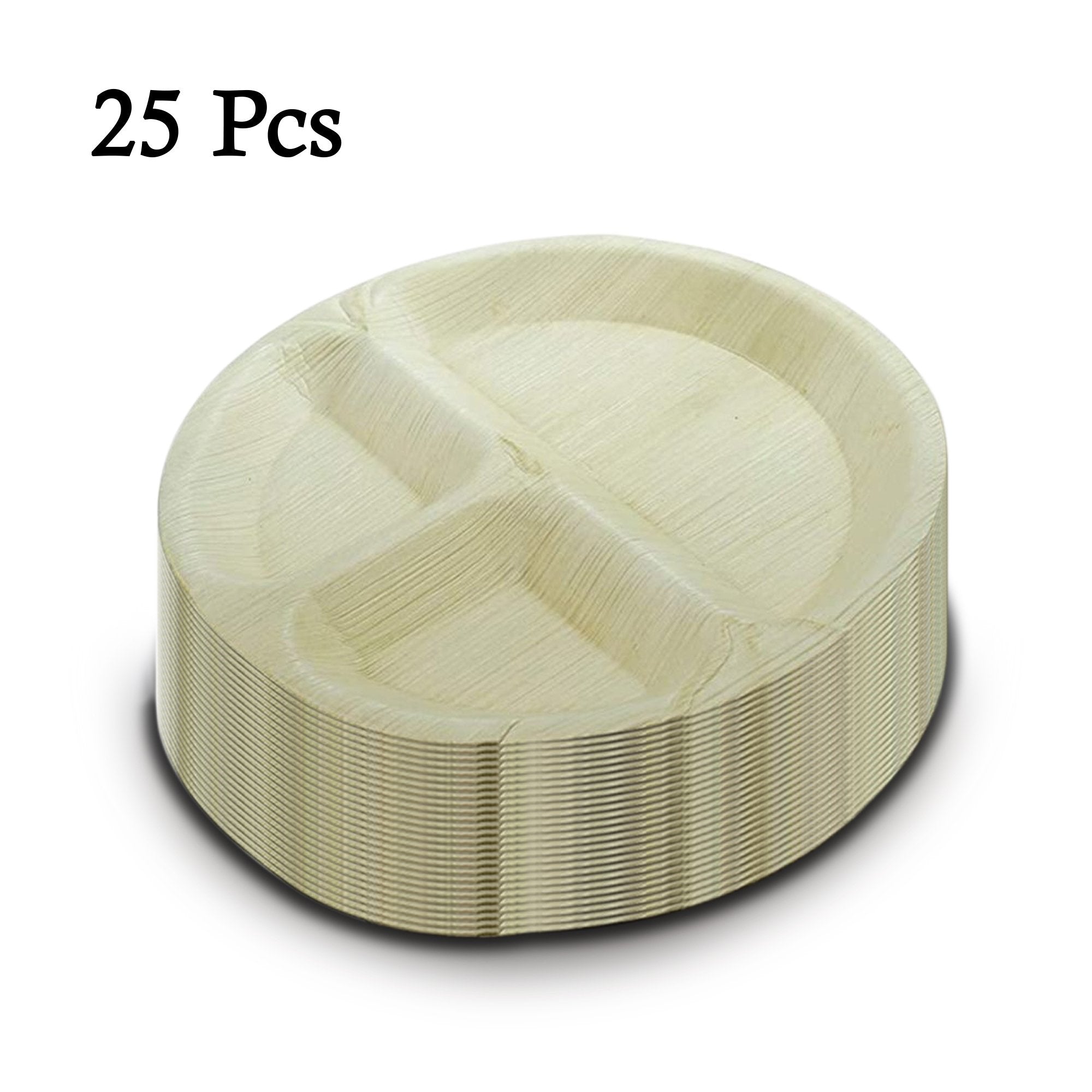 3210 Disposable Round Shape 3 Section Eco-friendly Areca Palm Leaf Plate (10x10 inch) (pack of 25) - SkyShopy 3210 Disposable Round Shape 3 Section Eco-friendly Areca Palm Leaf Plate (10x10 inch) (pack of 25) - SkyShopy